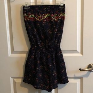 Blue Strapless Romper